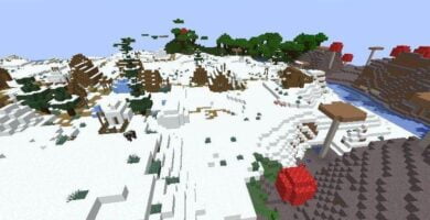 cual es la semilla Bioma de las setas, pueblo y mansión para Minecraft 1.16 / 1.15.2 / 1.14.4